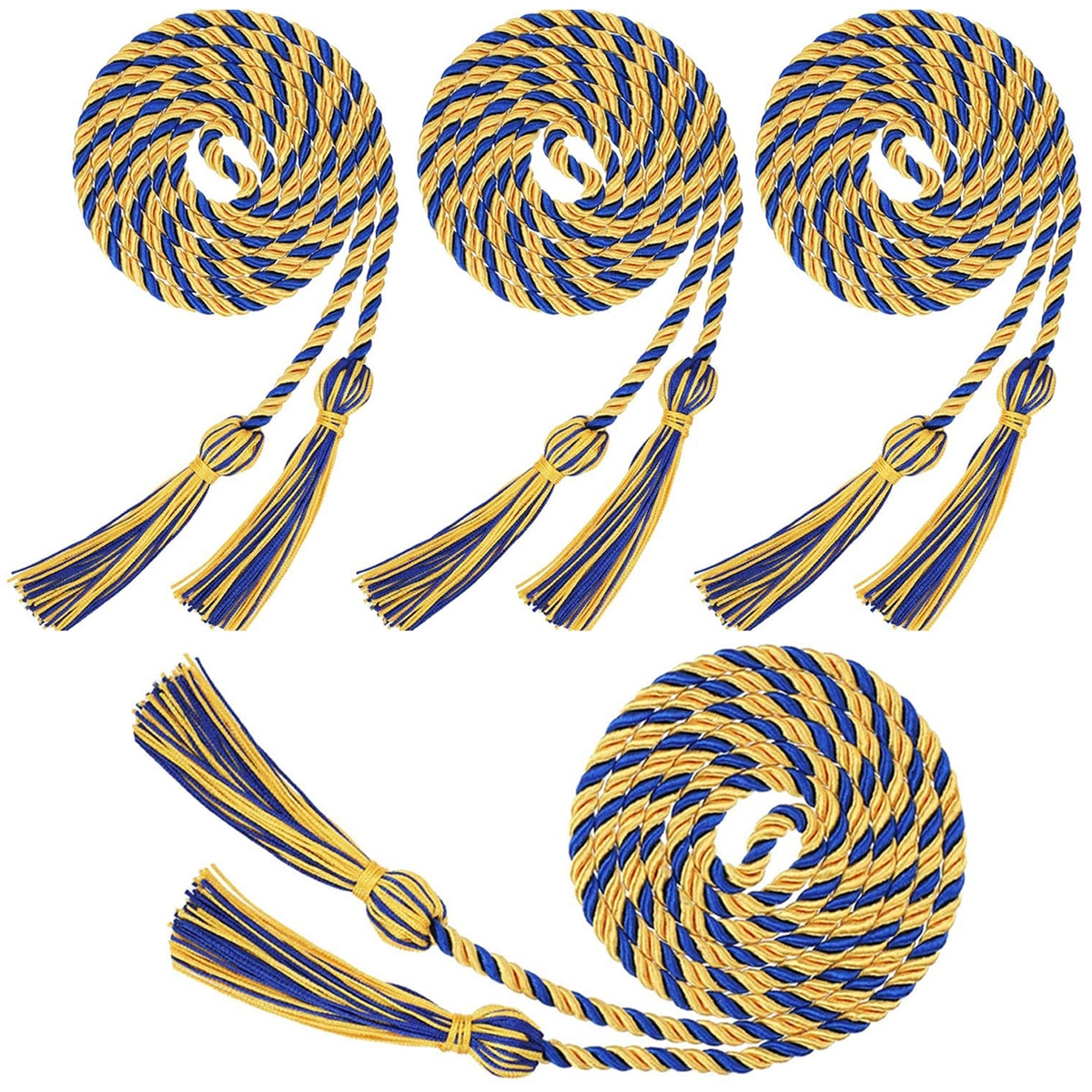 4 Pieces Graduation Cords Yarn Honor Cords with Tassel for High School College Graduation Gold  blue